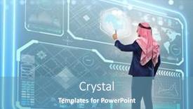 Presentation with global - PPT theme enhanced with arab-man-in-global-business background and a teal colored foreground