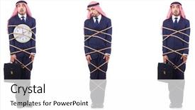  Presentation with human resource management resources concept - Audience pleasing PPT layouts consisting of arab man in time management backdrop and a white colored foreground