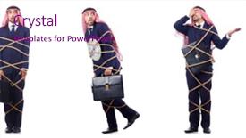  Presentation with time management - Colorful PPT theme enhanced with arab man in time management backdrop and a pink colored foreground