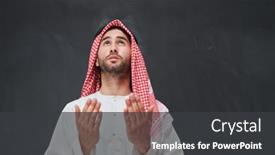  Presentation with clothes - Amazing PPT layouts having arab-man-in-traditional-clothes backdrop and a dark gray colored foreground