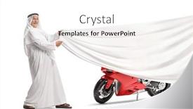  Presentation with racing - Slides featuring arab-man-in-traditional-robe background and a white colored foreground