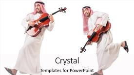  Presentation with arabic music arab man playing - Presentation design with arab man playing cello isolated background and a white colored foreground