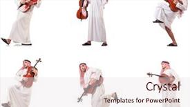  Presentation with arab - Amazing slide deck having arab man playing cello isolated backdrop and a lemonade colored foreground