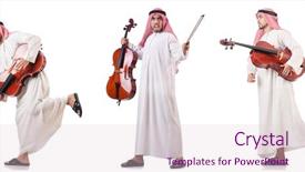  Presentation with arab - Presentation having arab man playing cello isolated background and a lemonade colored foreground
