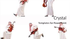  Presentation with arabic music arab man playing - Beautiful slide deck featuring arab man playing cello isolated backdrop and a white colored foreground