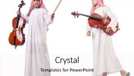  Presentation with arabic music arab man playing - Colorful slide set enhanced with arab man playing cello isolated backdrop and a white colored foreground