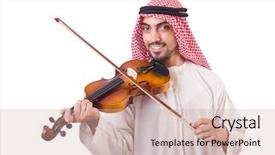  Presentation with arab music - Presentation design consisting of arab man playing music background and a soft green colored foreground