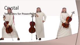  Presentation with music instrument - PPT theme having arab man playing musical instrument background and a lemonade colored foreground