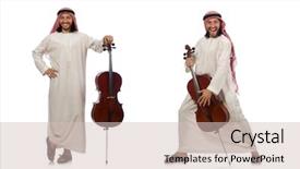  Presentation with musical instrument - Audience pleasing theme consisting of arab man playing musical instrument backdrop and a  colored foreground