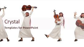  Presentation with music instrument - Cool new slides with arab man playing musical instrument backdrop and a  colored foreground