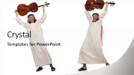  Presentation with musical instrument - Amazing presentation theme having arab man playing musical instrument backdrop and a white colored foreground