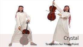  Presentation with musical instrument - Audience pleasing presentation theme consisting of arab man playing musical instrument backdrop and a lemonade colored foreground