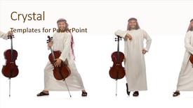  Presentation with musical instrument - Presentation design with arab man playing musical instrument background and a lemonade colored foreground