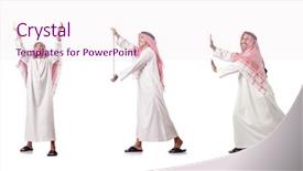  Presentation with virtual - Amazing slide deck having arab man pushing virtual obstacle backdrop and a  colored foreground