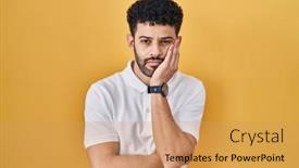  Presentation with yellow - Presentation design having arab-man-standing-over-yellow background and a coral colored foreground