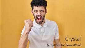  Presentation with arabic music arab man playing - Slide set featuring arab-man-standing-over-yellow background and a yellow colored foreground