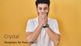  Presentation with scandal - Theme with arab-man-standing-over-yellow background and a coral colored foreground