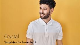  Presentation with yellow - Presentation with arab-man-standing-over-yellow and a  colored foreground