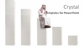  Presentation with smartphone - Amazing PPT layouts having arab-man-using-a-smartphone backdrop and a white colored foreground