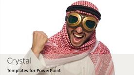  Presentation with arab - PPT layouts with arab man wearing aviator glasses isolated on white background and a soft green colored foreground