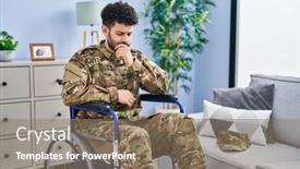  Presentation with health-care - PPT layouts having arab-man-wearing-camouflage-army background and a coral colored foreground