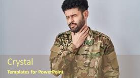  Presentation with infection - PPT theme with arab-man-wearing-camouflage-army background and a coral colored foreground