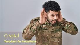  Presentation with deaf - Presentation design featuring arab-man-wearing-camouflage-army background and a tawny brown colored foreground