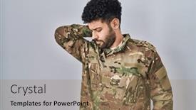  Presentation with injury - Slides featuring arab-man-wearing-camouflage-army background and a coral colored foreground