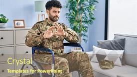  Presentation with army - Slides having arab-man-wearing-camouflage-army background and a violet colored foreground