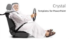  Presentation with arab - Audience pleasing PPT theme consisting of arab-man-with-a-seatbelt backdrop and a white colored foreground