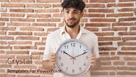  Presentation with clock - PPT theme consisting of arab-man-with-beard-holding background and a  colored foreground