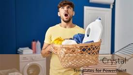  Presentation with laundry detergent - Theme having arab-man-with-beard-holding background and a  colored foreground