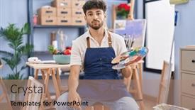  Presentation with attitude - Slides with arab-man-with-beard-painter background and a coral colored foreground