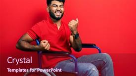  Presentation with sitting teddy bear isolated - Cool new slide set with arab-man-with-beard-sitting backdrop and a wine colored foreground