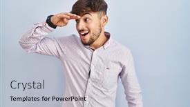  Presentation with far away - Theme enhanced with arab-man-with-beard-standing background and a light blue colored foreground