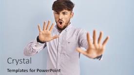  Presentation with frustration - Presentation consisting of arab-man-with-beard-standing background and a light blue colored foreground
