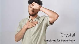  Presentation with flu virus - Presentation design with arab-man-with-beard-standing background and a light gray colored foreground