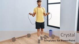  Presentation with training - Slides having arab-man-with-beard-training background and a  colored foreground