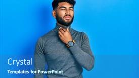  Presentation with sore throat - PPT layouts enhanced with arab-man-with-beard-wearing background and a ocean colored foreground
