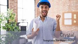  Presentation with architect - Presentation theme featuring arab-man-with-beard-wearing background and a light blue colored foreground