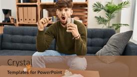  Presentation with depression - Slide deck having arab-man-with-beard-working background and a coral colored foreground