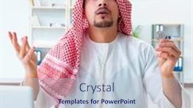  Presentation with mining - Presentation theme consisting of arab man with bitcoin in cryptocurrency mining concept background and a lemonade colored foreground