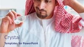  Presentation with mining - Audience pleasing PPT theme consisting of arab man with bitcoin in cryptocurrency mining concept backdrop and a sky blue colored foreground