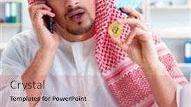  Presentation with coal mining mine - PPT layouts featuring arab-man-with-bitcoin background and a coral colored foreground