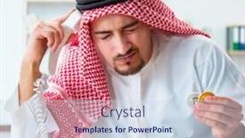  Presentation with mining - Theme enhanced with arab-man-with-bitcoin background and a sky blue colored foreground