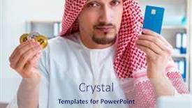  Presentation with cryptocurrency - Presentation having arab-man-with-bitcoin background and a lemonade colored foreground