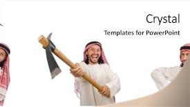  Presentation with arabic music arab man playing - PPT theme having arab man with ice axe background and a white colored foreground