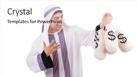  Presentation with arabic music arab man playing - PPT layouts enhanced with arab man with money sacks background and a  colored foreground