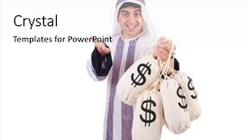  Presentation with money - Presentation theme consisting of arab man with money sacks background and a  colored foreground