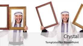  Presentation with picture frame - Presentation theme with arab man with picture frame background and a white colored foreground